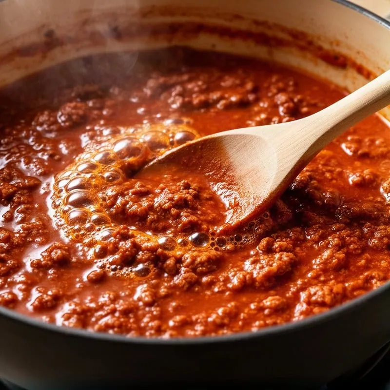 Lower the heat and simmer uncovered for 25 to 30 minutes, stirring now and then, until the sauce is thick and rich. Add