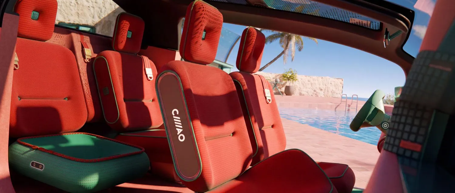 FIAT Multiplay concept red seats beside a pool - Saffarazzi FIAT Multiplay concept red seats beside a pool