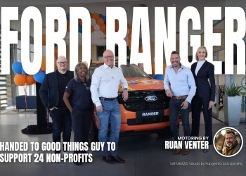 Ford hands Good Things Guy a Ranger - Saffarazzi Ford Ranger magazine cover: Handed to Good Things Guy to support 24 non-profits, with the writer's by-line.