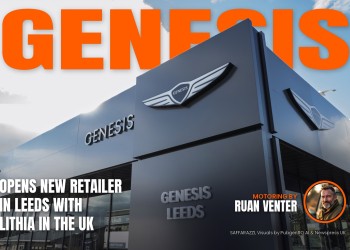 Genesis magazine cover: Opens new retailer in Leeds with Lithia in the UK, with the writer's by-line.