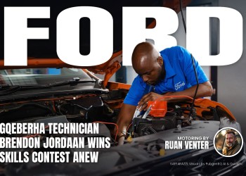Ford magazine cover: Gqeberha technician Brendon Jordaan wins skills contest anew, with the writer's by-line.