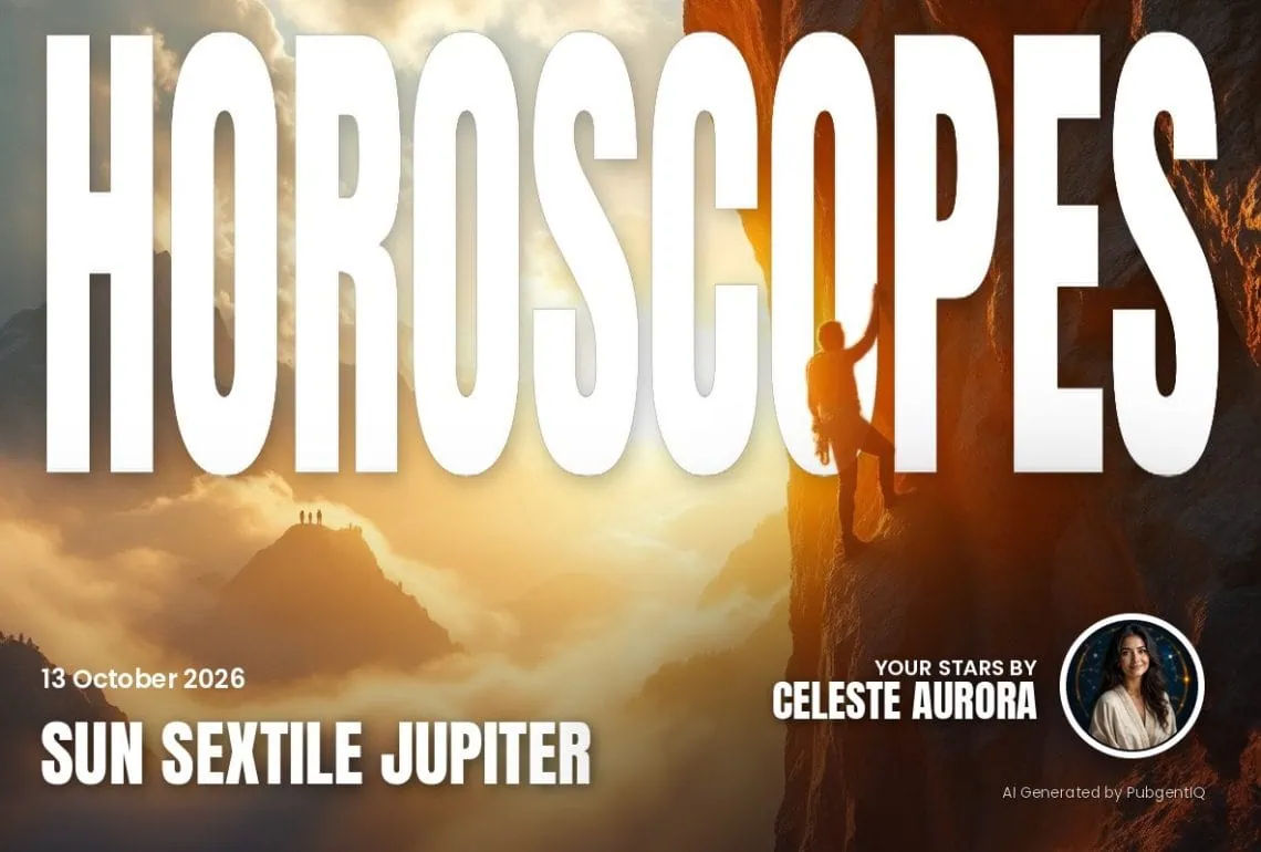 Sun Sextile Jupiter — Horoscopes and Lucky Numbers for 13 October 2026