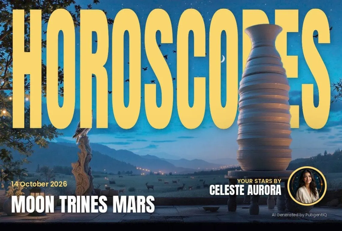 Moon Trines Mars - Horoscopes and Lucky Numbers for 14 October 2026