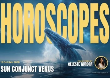 Horoscopes 19 October magazine cover, Sun Conjunct Venus, with Celeste Aurora's by-line.