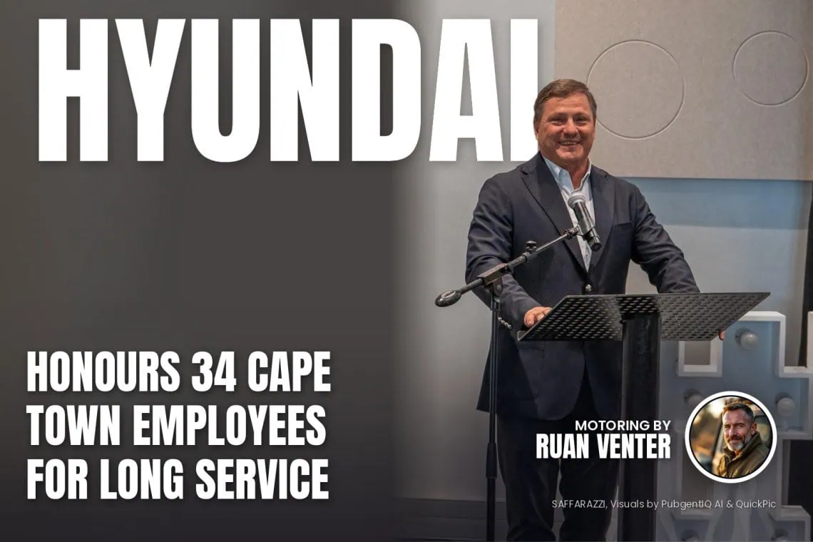 Hyundai magazine cover: Honours 34 Cape Town employees for long service, with the writer's by-line.