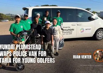 Young MPGF golfers with Hyundai STARIA at golf course