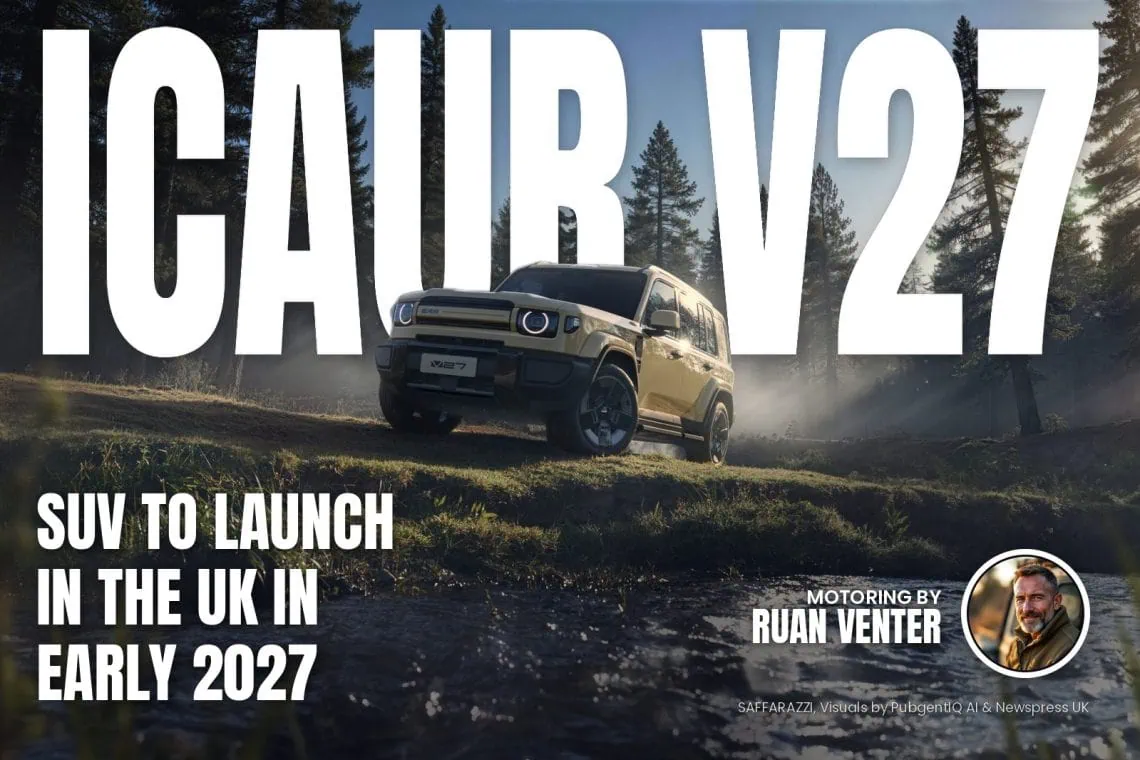 iCAUR V27 SUV parked beside a forest stream - Saffarazzi iCAUR V27 SUV parked beside a forest stream