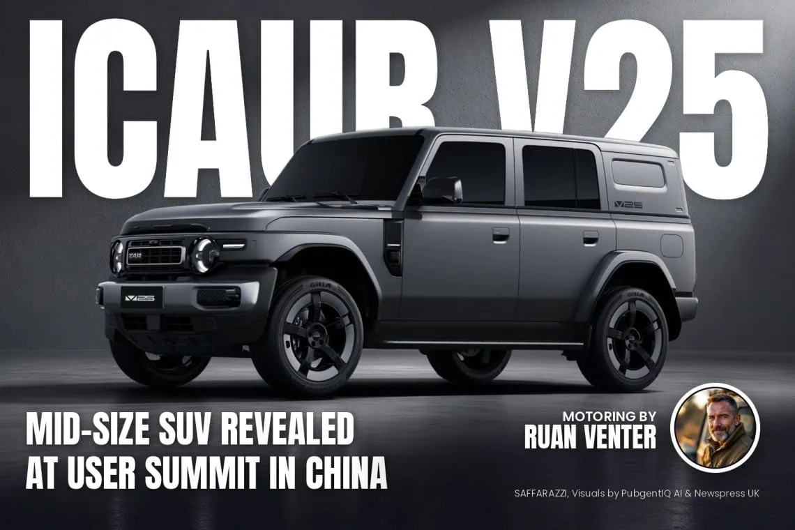 UK Motoring: iCAUR V25 mid-size SUV revealed - Saffarazzi Icaur V25 magazine cover: Mid-size SUV revealed at user summit in China, with the writer's by-line.