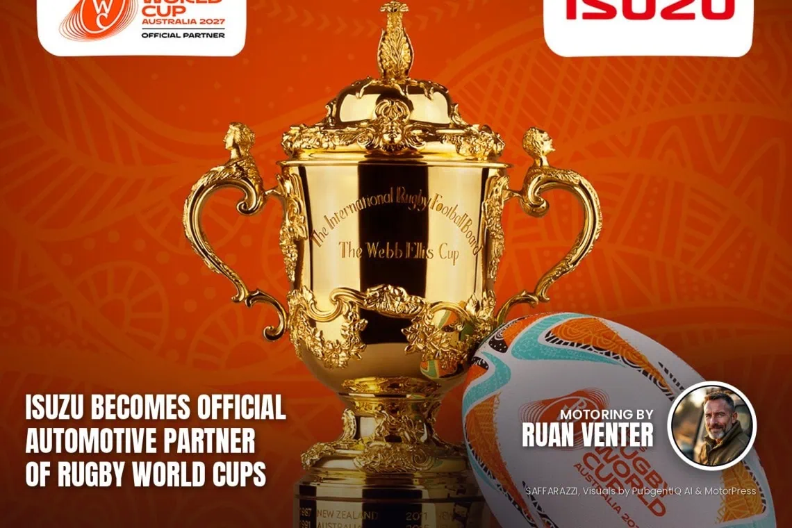 Isuzu magazine cover: Becomes official automotive partner of Rugby World Cups, with the writer's by-line.