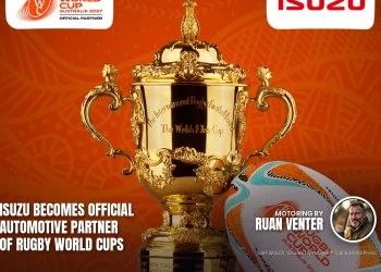 Isuzu magazine cover: Becomes official automotive partner of Rugby World Cups, with the writer's by-line.