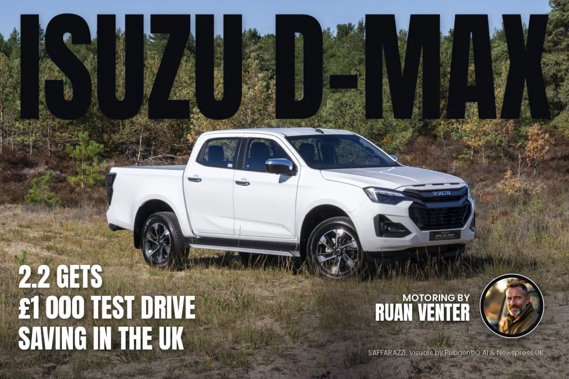 Isuzu D-Max double cab bakkie front three-quarter view - Saffarazzi Isuzu D-Max double cab bakkie front three-quarter view