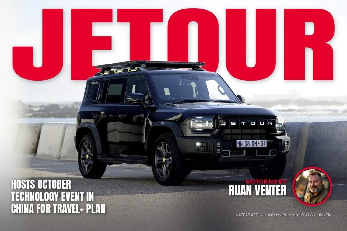 Jetour T2 SUV in black with roof rack, front three-quarter view