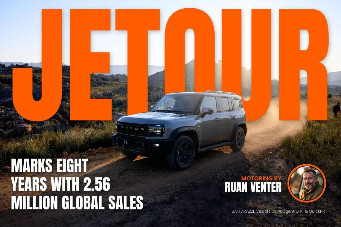 Jetour T2 SUV driving on a dusty mountain track