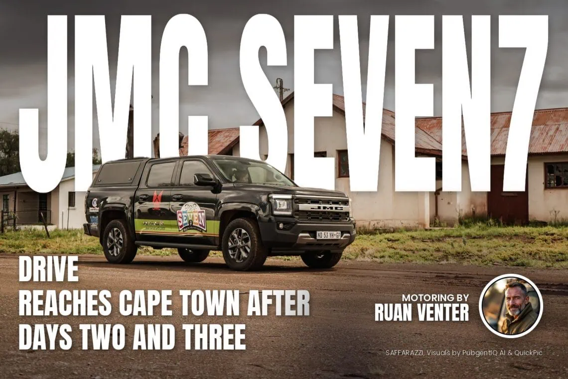 JMC pickup on Seven7 Drive outside old farm buildings - Saffarazzi JMC pickup on Seven7 Drive outside old farm buildings
