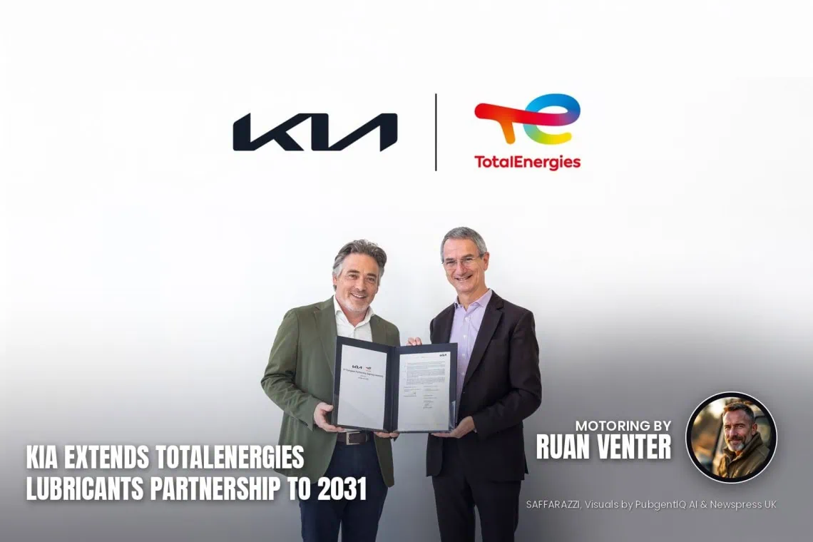 UK Motoring: Kia extends TotalEnergies lubricants partnership - Saffarazzi Kia magazine cover: Extends TotalEnergies lubricants partnership to 2031, with the writer's by-line.