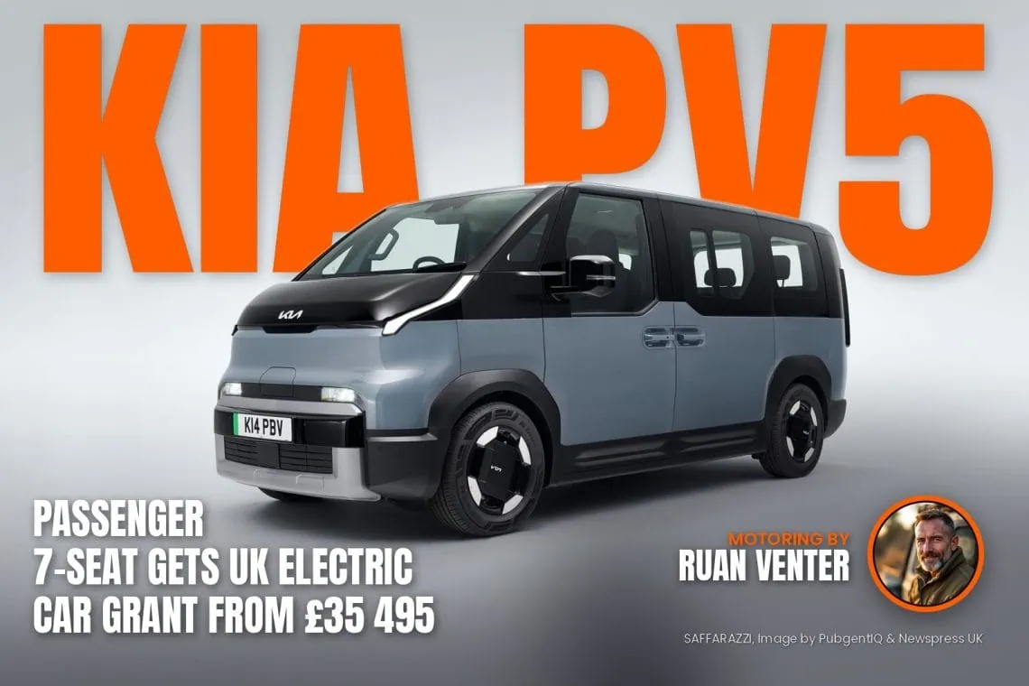 Kia PV5 Passenger electric MPV front three-quarter view - Saffarazzi Kia PV5 Passenger electric MPV front three-quarter view