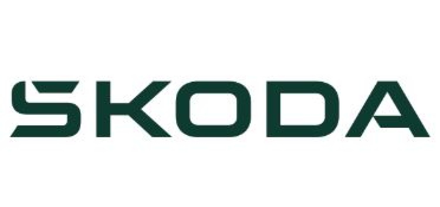 Škoda wordmark logo - Saffarazzi Škoda brand logo in dark green lettering.