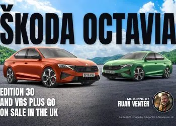 Škoda Octavia vRS Plus models in orange and green