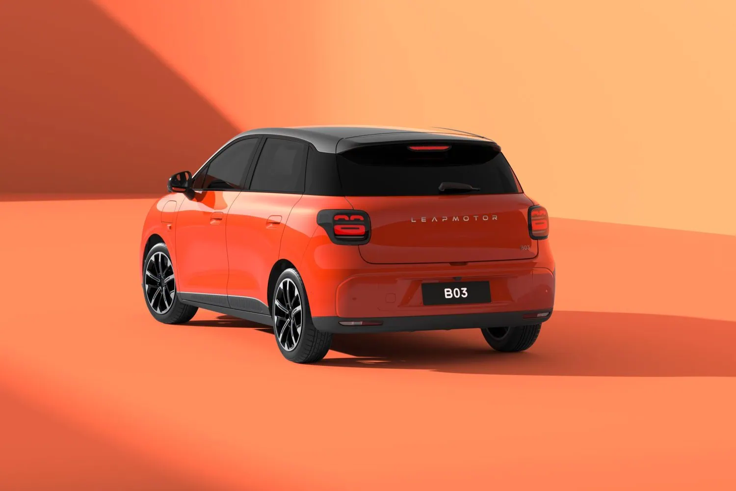 Leapmotor B03 electric hatchback rear three-quarter view - Saffarazzi Leapmotor B03 electric hatchback rear three-quarter view