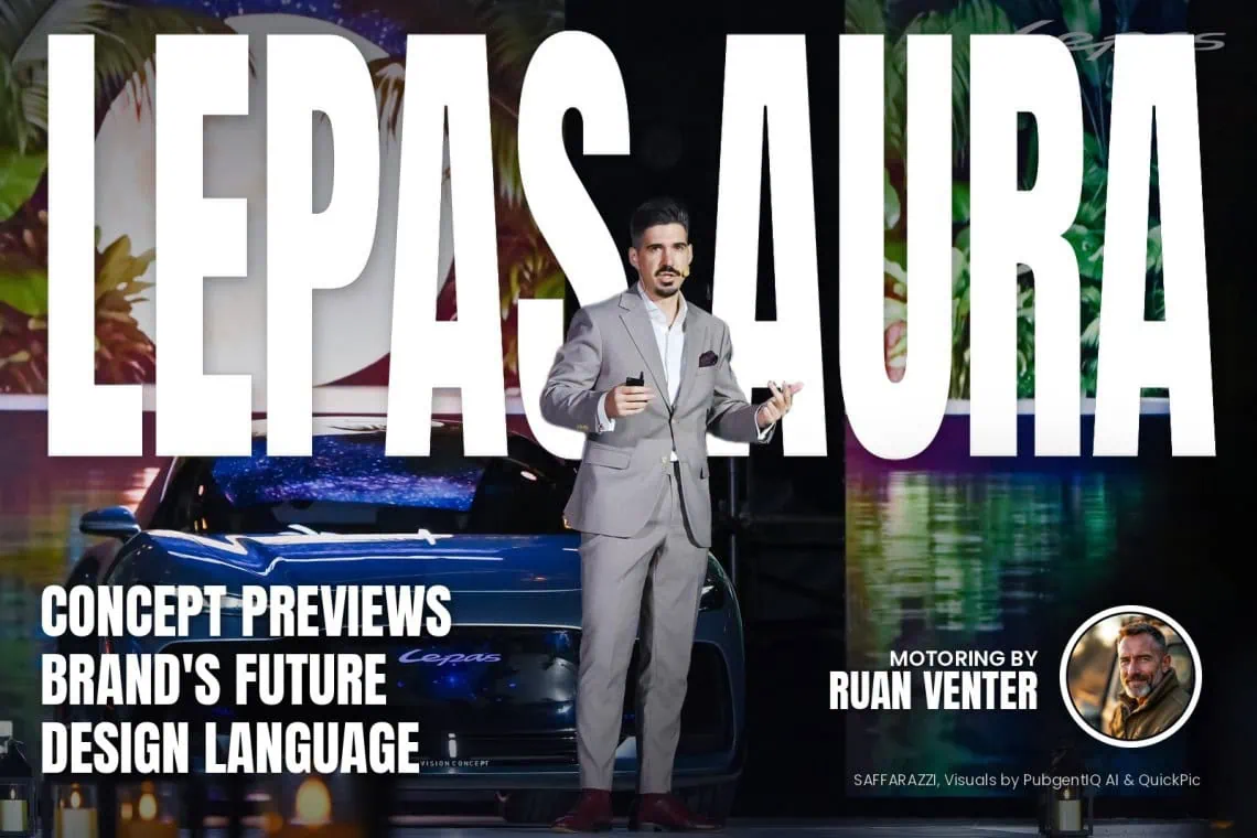 Lepas Aura magazine cover: Concept previews brand's future design language, with the writer's by-line.