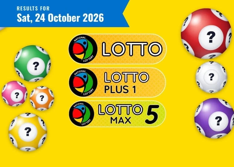 Lotto results card for Saturday 24 October 2026, with the Lotto, Lotto Plus 1 and Lotto 5 Max logo and date ribbon.