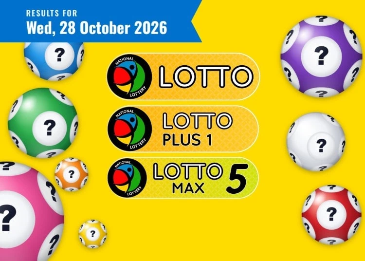 Lotto results card for Wednesday 28 October 2026, with the Lotto, Lotto Plus 1 and Lotto 5 Max logo and date ribbon.