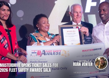 Masterdrive magazine cover: Ticket sales open for 2026 Fleet Safety Awards gala, with the writer's by-line.
