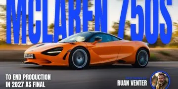 McLaren 750S supercar driving on road, side view - Saffarazzi McLaren 750S supercar driving on road, side view