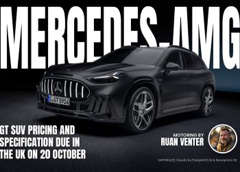 MERCEDES-AMG magazine cover: GT SUV pricing and specification due in the UK on 20 October, with the writer's by-line.