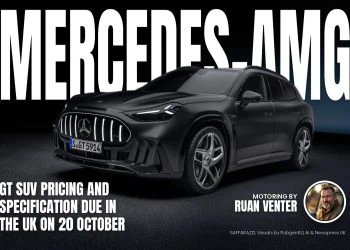 MERCEDES-AMG magazine cover: GT SUV pricing and specification due in the UK on 20 October, with the writer's by-line.