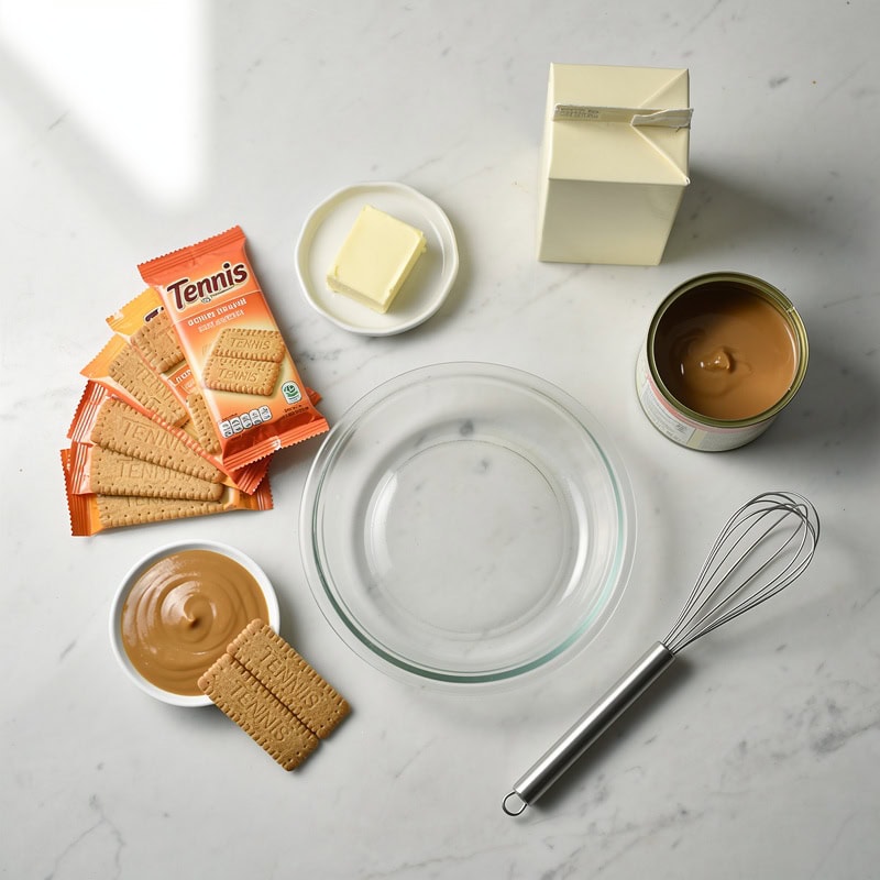 The ingredients for Microwave Caramel Yoghurt Tart