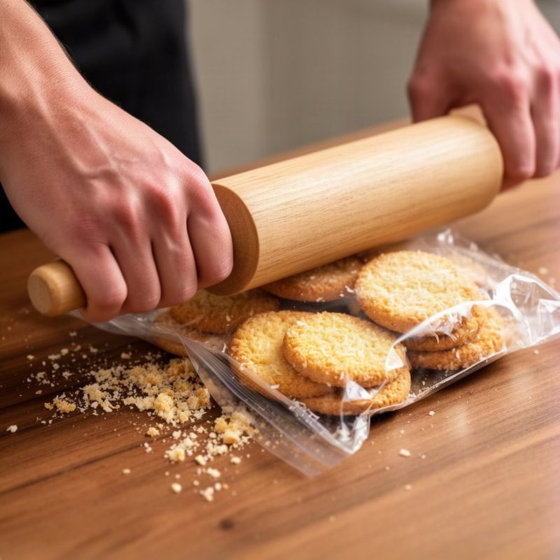 Crush the coconut biscuits into fine crumbs in a food processor, or seal them in a strong plastic bag and roll firmly wi