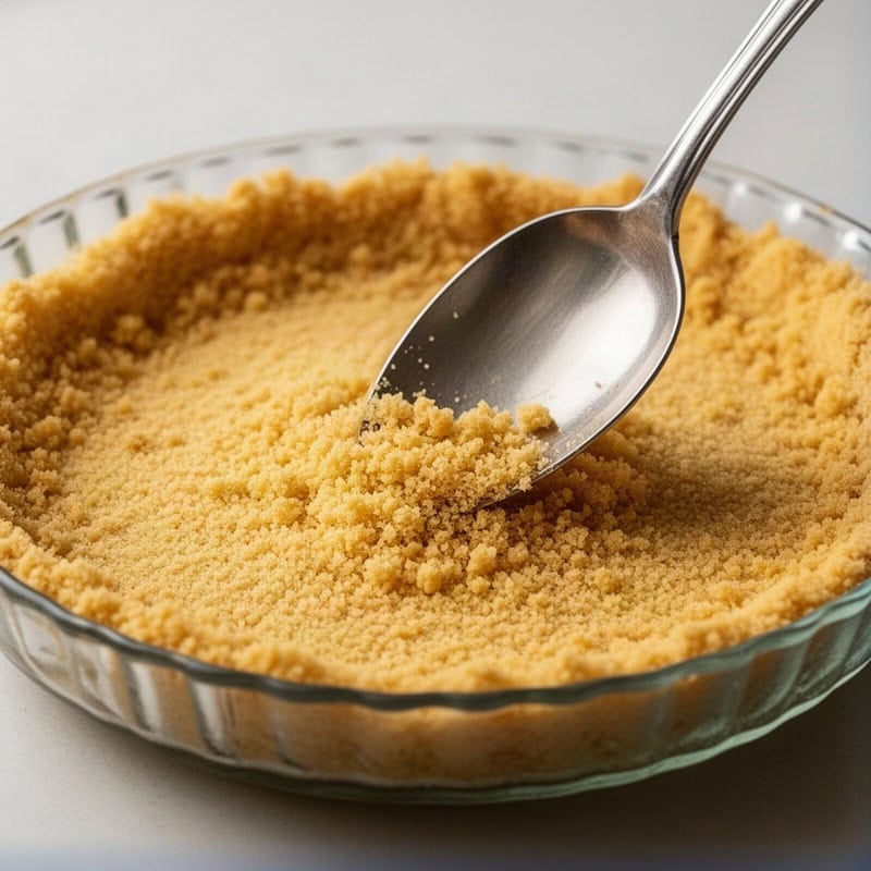Press the crumb mixture evenly over the base and up the sides of a 23 cm microwave-safe glass pie dish, using the back o
