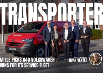 UK Motoring: Miele picks 840 Volkswagen Transporter vans - Saffarazzi Transporter magazine cover: Miele picks 840 Volkswagen vans for its service fleet, with the writer's by-line.