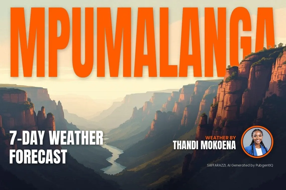 Mpumalanga 7-day weather forecast: magazine-style cover by Thandi Mokoena