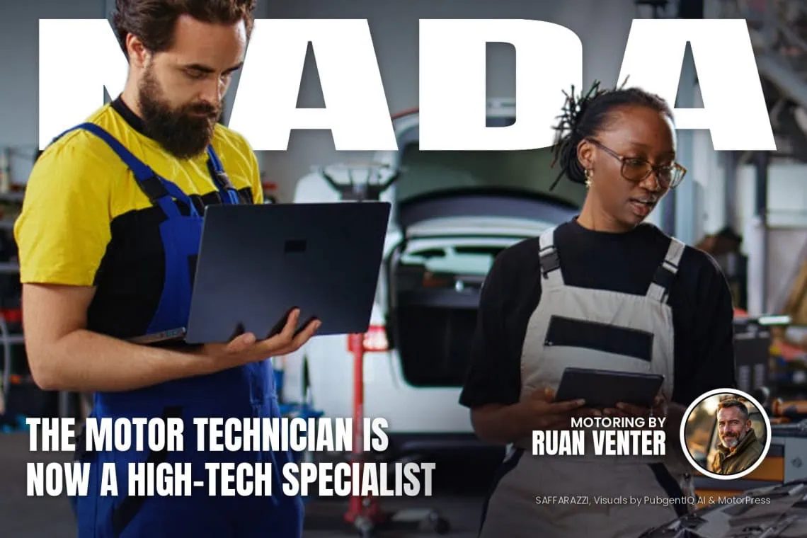 Nada magazine cover: The motor technician is now a high-tech specialist, with the writer's by-line.