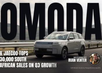 Omoda magazine cover: & JAECOO tops 30,000 South African sales on Q3 growth, with the writer's by-line.