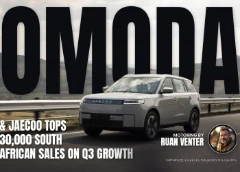 OMODA & JAECOO tops 30,000 South African sales - Saffarazzi Omoda magazine cover: & JAECOO tops 30,000 South African sales on Q3 growth, with the writer's by-line.