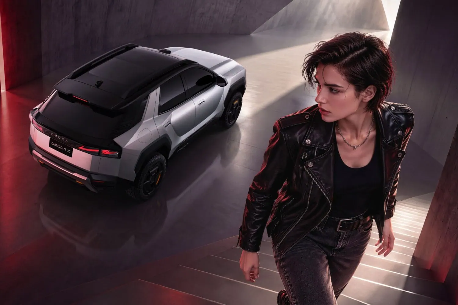 OMODA X concept rear - Saffarazzi OMODA X concept SUV rear view from above.