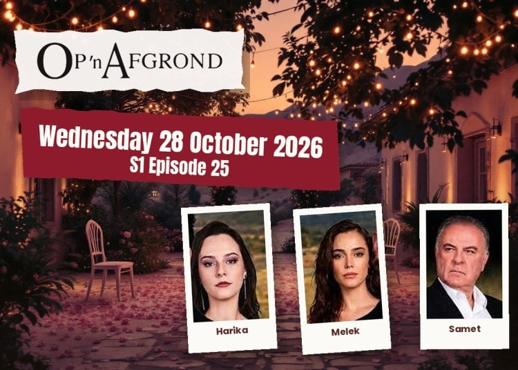 Op 'n Afgrond teasers artwork for Wednesday 28 October 2026, S1 Episode 25, with cast photos.