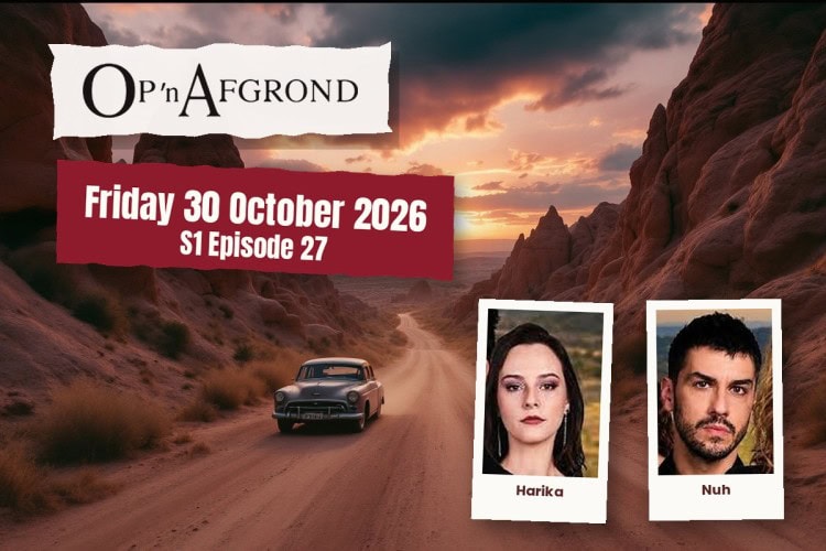 Op 'n Afgrond teasers artwork for Friday 30 October 2026, S1 Episode 27, with cast photos.