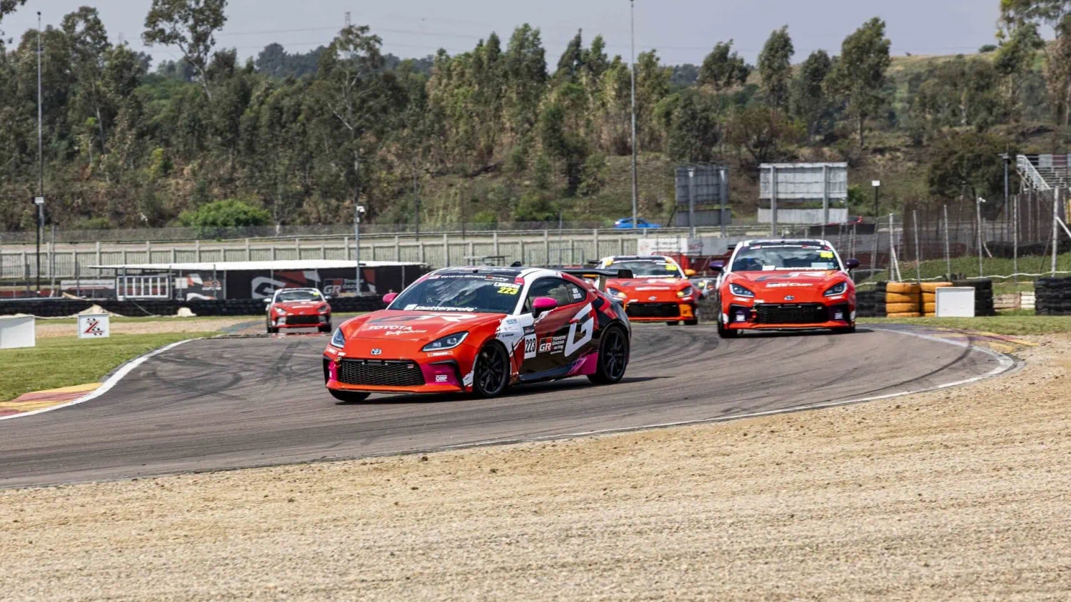 GR86 pack in race - Saffarazzi Pack of Toyota GR86 cars in a GR Cup race.