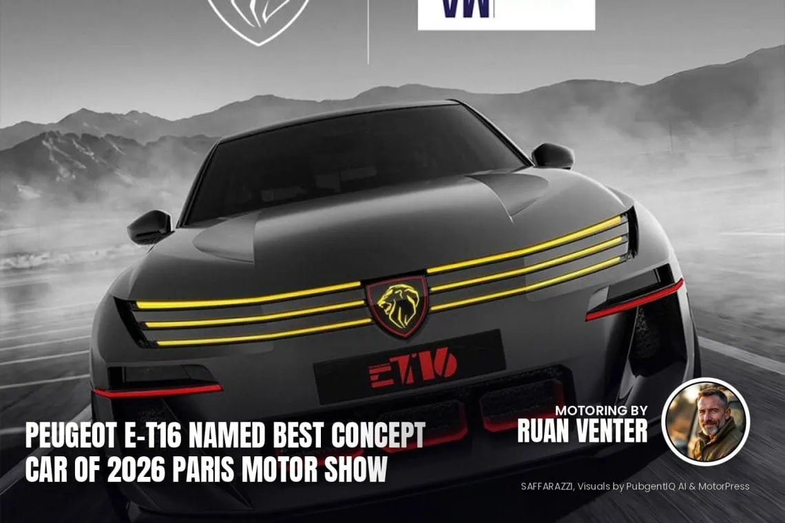 Peugeot E-T16 named best concept car of 2026 - Saffarazzi Peugeot E-T16 magazine cover: Named best concept car of 2026 Paris Motor Show, with the writer's by-line.