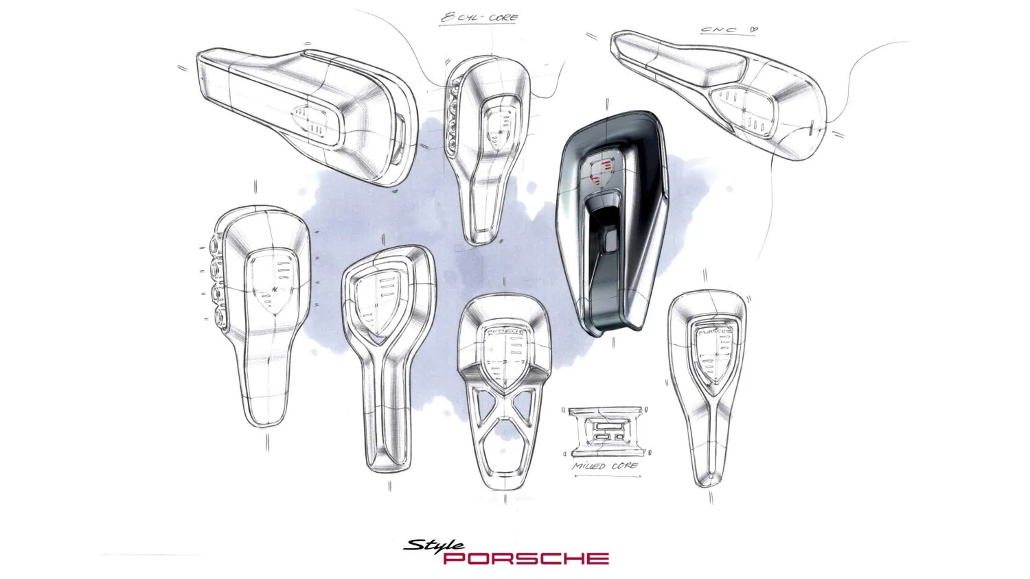 Porsche Mission S gear knob design sketches - Saffarazzi Porsche Mission S gear knob design sketches