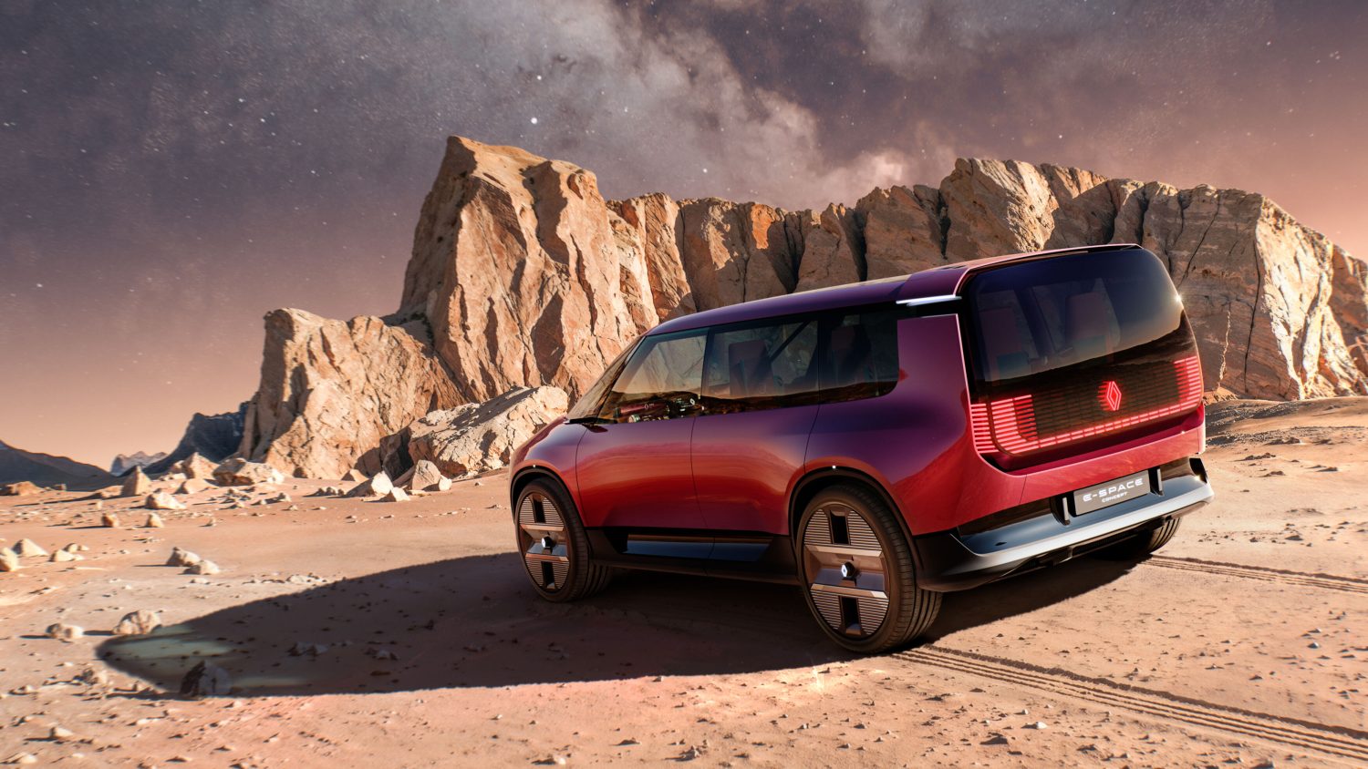 Renault E-Space Concept rear three-quarter view in desert - Saffarazzi Renault E-Space Concept rear three-quarter view in desert