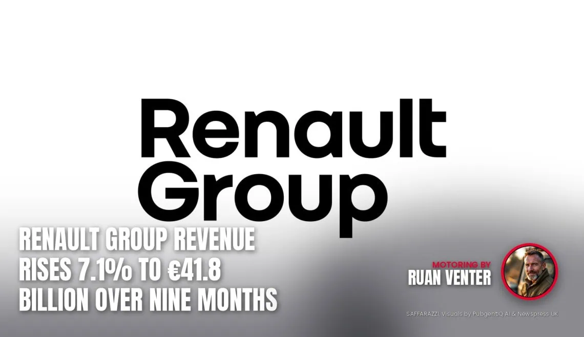 Renault Group magazine cover: Revenue rises 7.1% to €41.8 billion over nine months in the UK, with the writer's by-line.