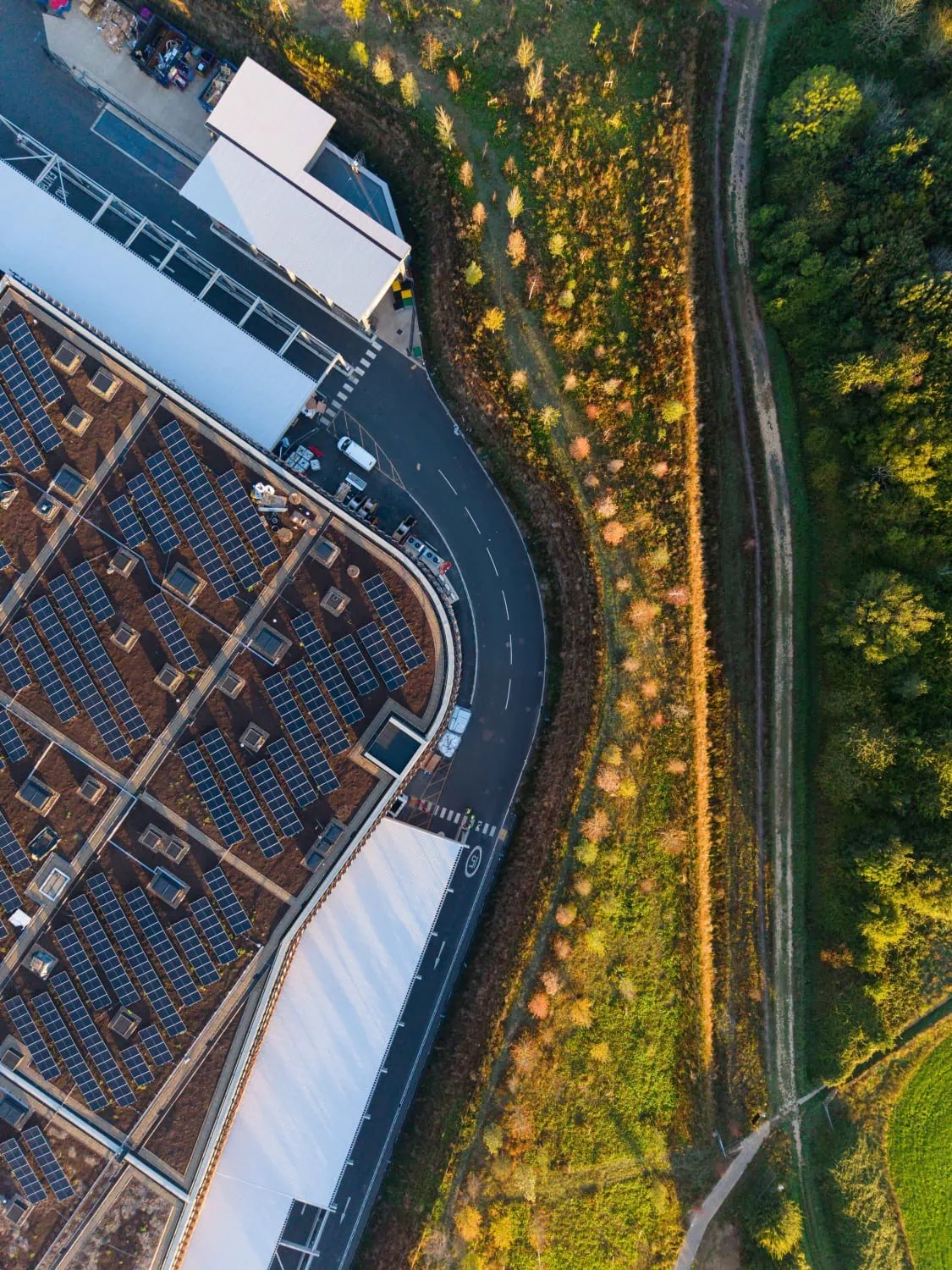 Solar roof from overhead - Saffarazzi Rolls-Royce plant solar panel roof from above.