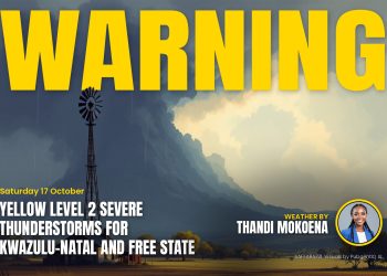 Severe thunderstorms warning: Severe Thunderstorms weather warning for KwaZulu-Natal and Free State.