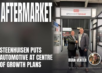 Aftermarket magazine cover: Steenhuisen puts automotive at centre of growth plans, with the writer's by-line.