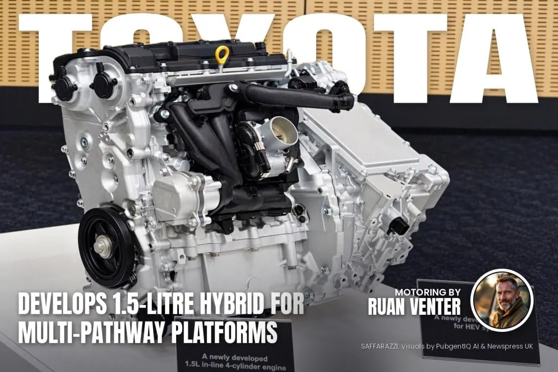 Toyota magazine cover: Develops 1.5-litre hybrid for multi-pathway platforms, with the writer's by-line.